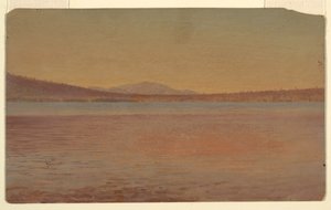 Kresba, Pohled z dálky na hory Katahdin a Traveller od jezera Millinocket, 1870-80 od Frederic Edwin Church