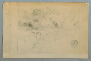 Kresba, Pohled z dálky na sopku Sangay, Ekvádor, 1857-62 od Frederic Edwin Church