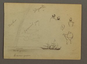Kresba, figurální studie, plachetnice, Rainbow, pravděpodobně 1868 od Frederic Edwin Church