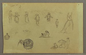 Kresba, Figurální studie u příboje, pravděpodobně 1857-58 od Frederic Edwin Church