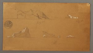 Kresba, plovoucí ledovce, 5. a 6. července 1859 od Frederic Edwin Church