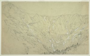 Kresba, Velká pánev, hora Katahdin, asi 1877 od Frederic Edwin Church