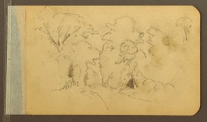 Kresba, Kopce a pohoří; Verso: Cesta v lese, 1889 od Frederic Edwin Church