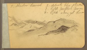 Kresba, Hills; Verso: Hlava, 1889 od Frederic Edwin Church