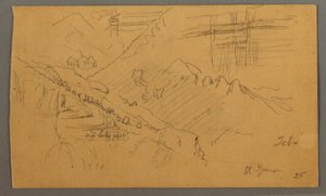 Kresba, Hillside, únor 1869  od Frederic Edwin Church