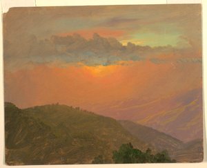 Kresba, Hilltop při západu slunce, červenec 1865 od Frederic Edwin Church