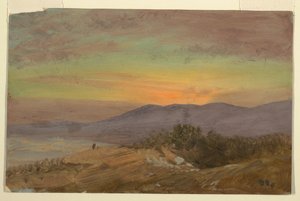 Kresba, Hudson Valley, západ slunce, 1869-70 od Frederic Edwin Church