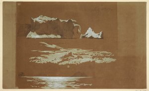 Kresba, Ledovce u mysu svatého Jana a ostrova Gull Island, Newfoundland, 4. července 1859 od Frederic Edwin Church