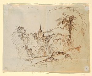 Kresba, Imaginární krajina, 1865-66 od Frederic Edwin Church