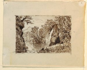 Kresba, Imaginární krajina s, asi 1870-73 od Frederic Edwin Church