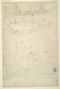 Kresba, Kaaterskill Falls, Catskill Mountains, New York, červenec 1844 od Frederic Edwin Church