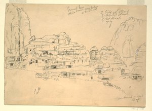 Kresba, Khirbet-en-Nasara, Petra, Jordánsko, 26. února 1868 od Frederic Edwin Church