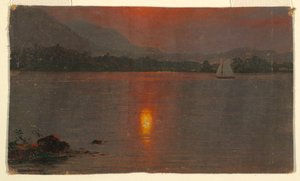 Kresba, jezero Millinocket, západ slunce, 1870-80 od Frederic Edwin Church
