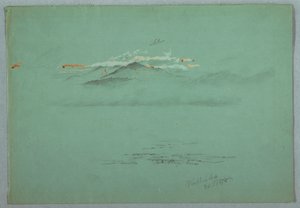 Kresba, jezero Millinoket a hora Katahdin, 1878 od Frederic Edwin Church