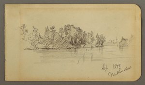 Kresba, Jezero a zalesněné pobřeží, 1878 od Frederic Edwin Church