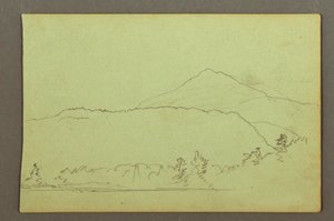 Kresba, jezero, hillrange, pravděpodobně 1856 od Frederic Edwin Church