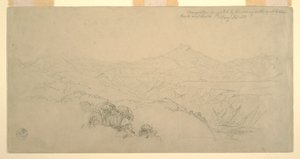 Kresba, Kompozice krajiny: Suggested by the Scenery on the Road Between Paso, Colombia and Quito, Ecuador., 26. srpna 1853. od Frederic Edwin Church