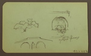 Kresba, krajina, postava; Verso: stromy, most, rostliny, 1883 od Frederic Edwin Church