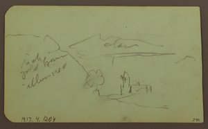 Kresba, Krajina, Toluca; Verso: Hora, Kostel, 1883 od Frederic Edwin Church