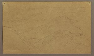 Kresba, krajina; Verso: strom v krajině, obloha, květen-srpen 1865 od Frederic Edwin Church