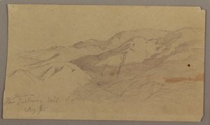 Kresba, Pohled na krajinu z farmy Galleway Hill, Jamajka, Západní Indie, srpen 1865 od Frederic Edwin Church
