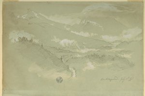 Kresba, Krajiny, okolí Berchtesgadenu, 1868 od Frederic Edwin Church