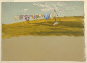 Kresba, Prádlo vyvěšené k sušení, asi 1865-75 od Frederic Edwin Church