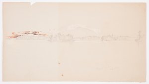 Kresba, jezero Millinocket, pohled na horu Katahdin, září 1878 od Frederic Edwin Church