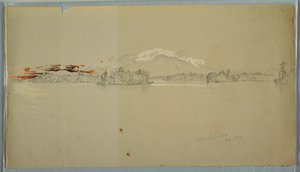 Kresba, jezero Millinocket, pohled na horu Katahdin, září 1878 od Frederic Edwin Church