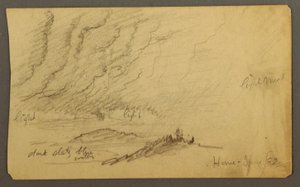 Kresba, Mlha nad řekou a kopci, červen 1882 od Frederic Edwin Church
