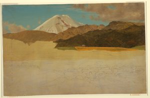 Kresba, Hora Chimborazo a Guaranda, Ekvádor, květen nebo červen 1857 od Frederic Edwin Church