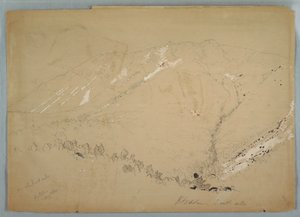 Kresba, Mount Katahdin, pohled od jihu, srpen 1852 od Frederic Edwin Church