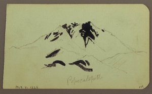 Kresba, horská krajina, Taluca, postava; Verso: Popocatapetl, 1883 od Frederic Edwin Church