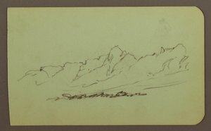 Kresba, horská krajina; Verso: horský hřeben, postava, 1883 od Frederic Edwin Church