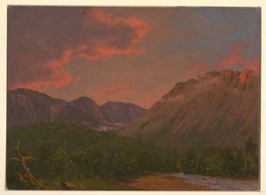 Kresba, Horská krajina při západu slunce, 1865 od Frederic Edwin Church