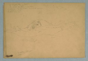 Kresba, vrchol hory, pravděpodobně Chimborazo, tyčící se nad třemi po sobě jdoucími horskými pásmy, Ekvádor, 1857 od Frederic Edwin Church