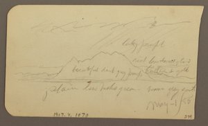 Kresba, Horský vrchol; Verso: Drsný hřeben, 1. května 1885 od Frederic Edwin Church
