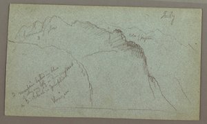 Kresba, Horské vrcholy, červenec, pravděpodobně 1868 od Frederic Edwin Church