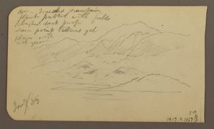 Kresba, Horský hřeben, Toluca; Verso: Horský hřeben, Toluca, 7. ledna 1885 od Frederic Edwin Church