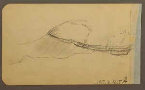 Kresba, Mountain Side, věžička; Verso: Mountain Side, 1889 od Frederic Edwin Church