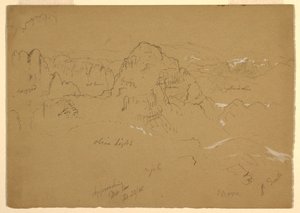 Kresba, Hora, Wady el-Arabah, 23. února 1868 od Frederic Edwin Church