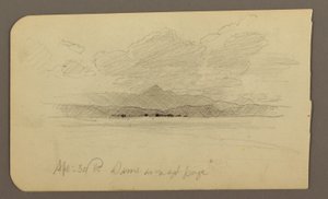Kresba, Horská krajina, Toluca; Verso: Hora, Toluca, 20. dubna 1885 od Frederic Edwin Church