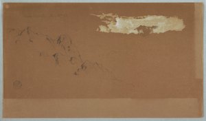 Kresba, Hory poblíž Mocho, Ekvádor, pravděpodobně zobrazující horu Chimoborazo orámovanou mraky, 16. června 1857 od Frederic Edwin Church