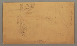 Kresba, Hory vystupující nad jezerem, červenec pravděpodobně 1868 od Frederic Edwin Church