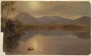 Kresba, hory Katahdin a Turner od jezera Katahdin, Maine, 1855-60 od Frederic Edwin Church