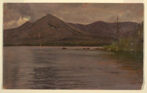 Kresba, hora Katahdin, od jezera Katahdin, 1877 od Frederic Edwin Church