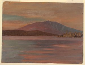 Kresba, hora Katahdin od rybníka Togue, 1877 od Frederic Edwin Church