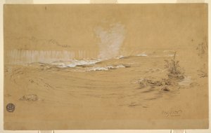 Kresba, Niagara: Kanadské vodopády a Kozí ostrov, říjen 1856 od Frederic Edwin Church