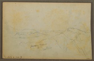 Kresba, Popayan, Kolumbie; Verso: Horská krajina, Kolumbie, 9. srpna 1853 od Frederic Edwin Church