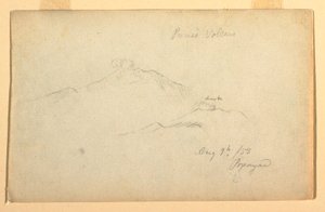 Kresba, sopka Purese z pohledu od Popayanu, Kolumbie, 9. srpna 1853 od Frederic Edwin Church